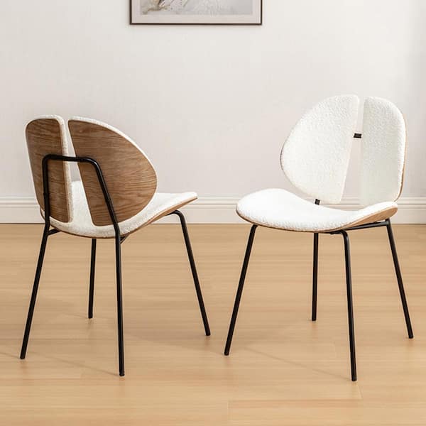 Art Leon Iya White Fabric Side Chair with Metal Legs, Set of 2