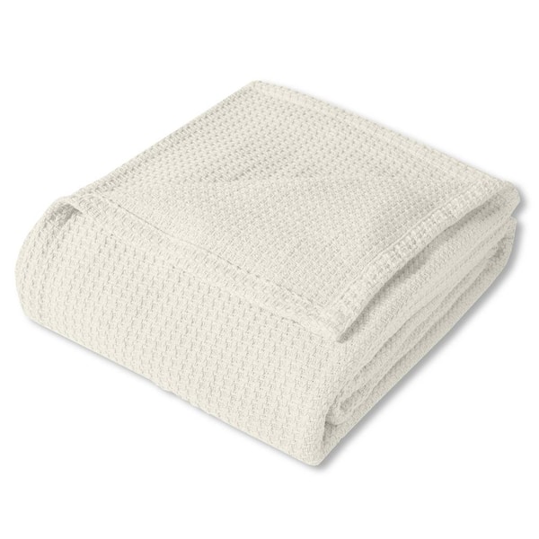 Sweet Home Collection 100% Cotton Grand Hotel Oversized Blanket, Full/Queen, Ivory
