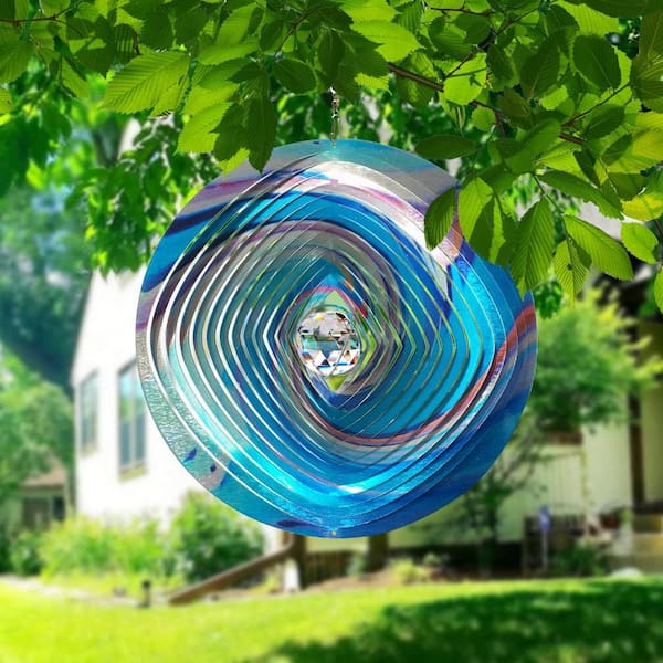 Mandala Wind Spinner with Crystal ball 3D Stainless Steel