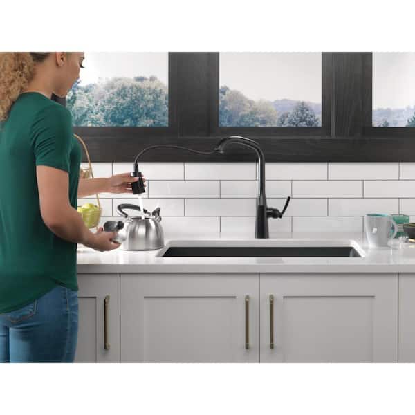 Stryke Single Handle Pull Down Sprayer Kitchen Faucet in Matte Black
