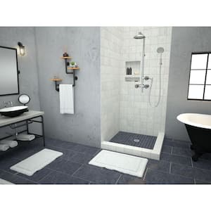 Redi Base 32 in. x 32 in. Double Threshold Shower Base with Center Drain and Polished Chrome Drain Plate
