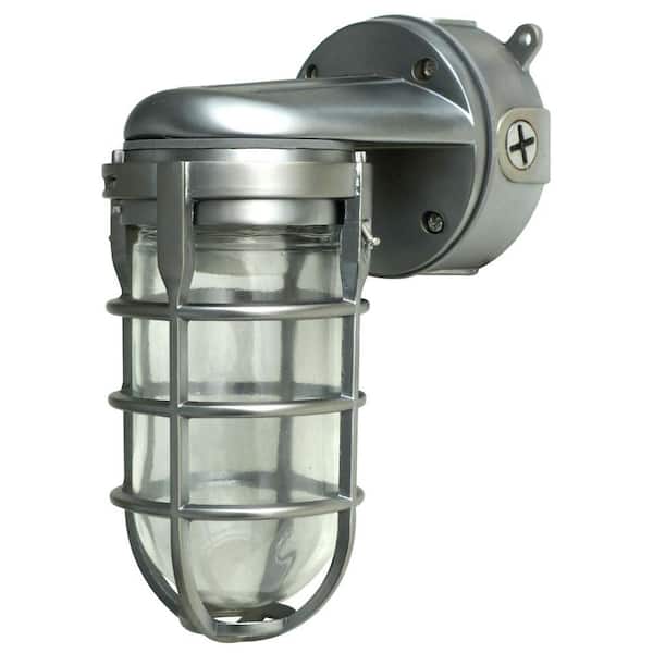 Southwire Industrial 1-Light Brushed Steel Outdoor Weather Tight Flushmount Wall Light Fixture