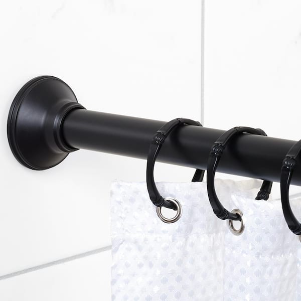 Never Rust 44 in. to 72 in. Aluminum Adjustable Tension Decorative Shower Curtain Rod in Matte Black