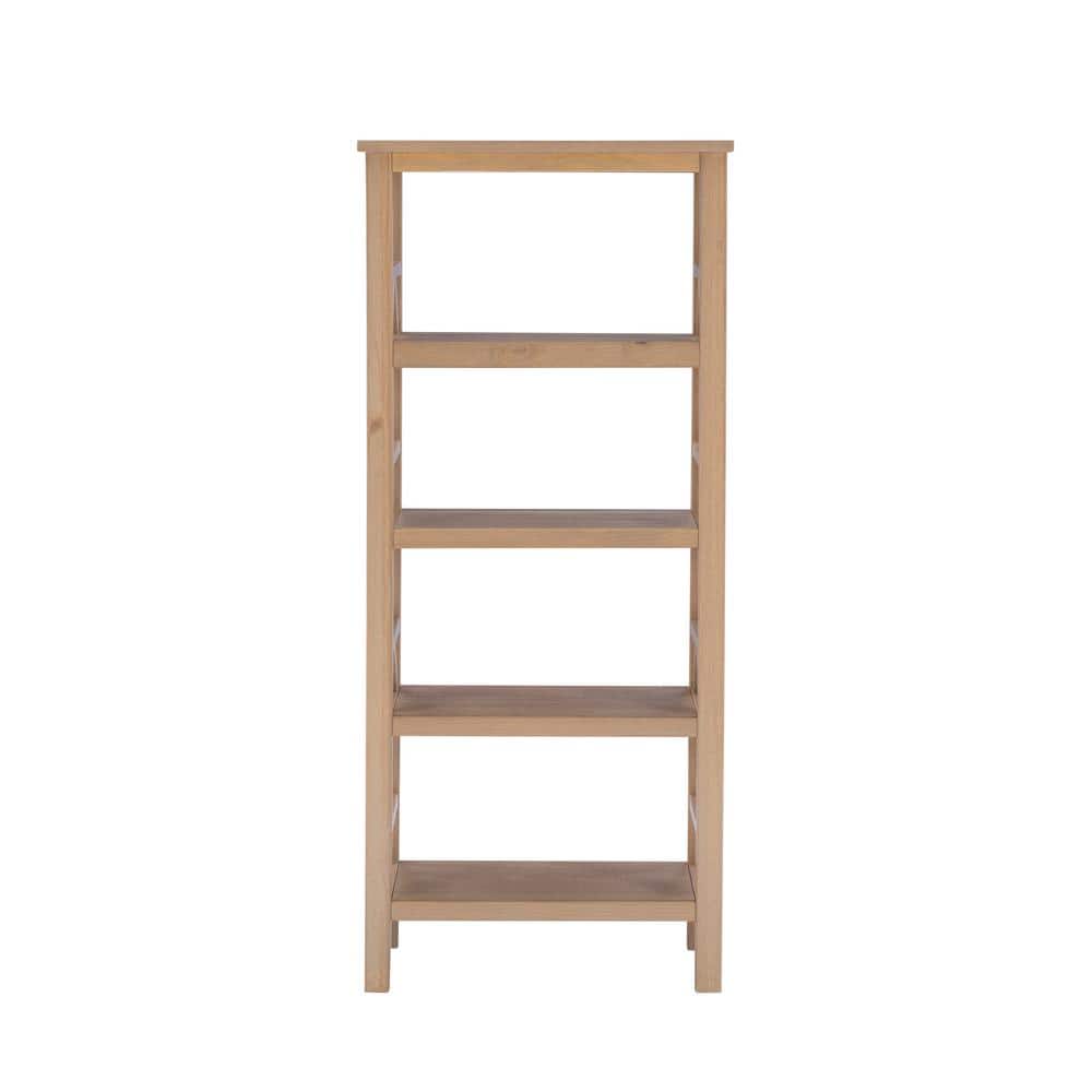 Rustic Gray Pine Wood 4-Shelf Bookcase