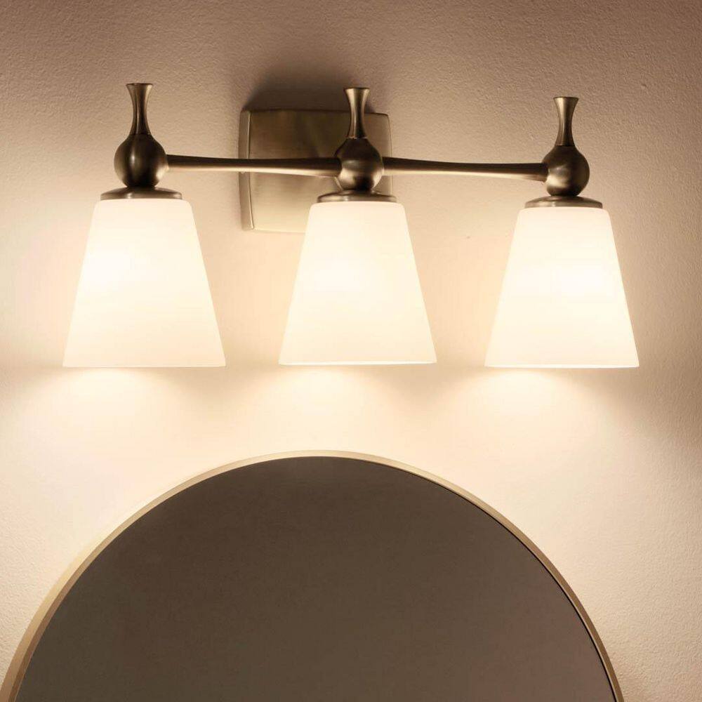 Champagne Bronze 3-Light Vanity with Etched Glass Shades
