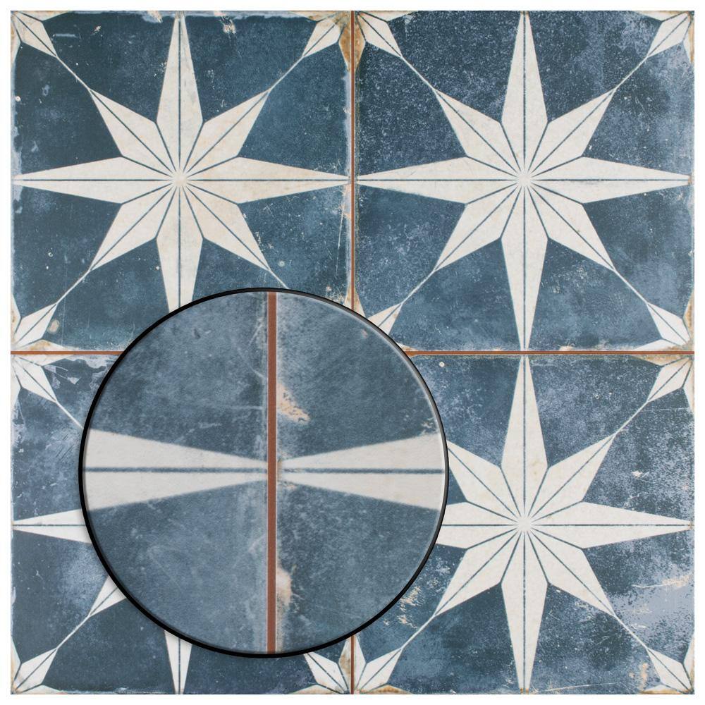 Kings Star Sky Blue and White Ceramic Floor and Wall Tile