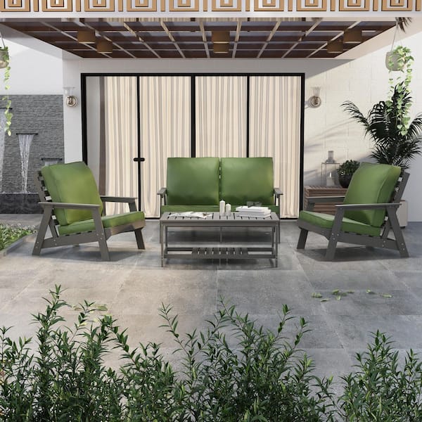 Leisuremod Lounge Arm Chair with Removable Cushions in Polyester and High-Impact Polystyrene Frame Alpine Collection in Dark Green
