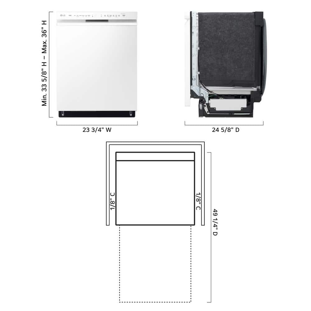 24" White Smart Front Control Dishwasher