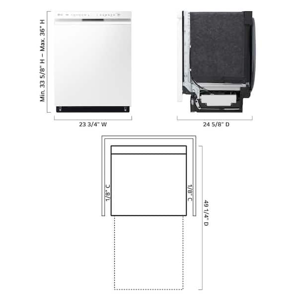 LG 24 White Front Control Dishwasher with QuadWash, 3rd Rack