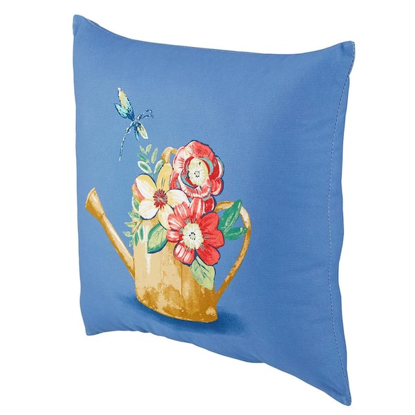 Hampton Bay 18 in. x 18 in. Garden Pail Square Outdoor Throw Pillow