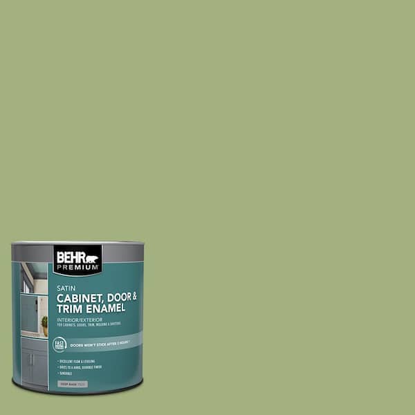 BEHR PREMIUM 1 qt. #AE-34 Meadow Green Satin Enamel Interior/Exterior Cabinet, Door & Trim Paint