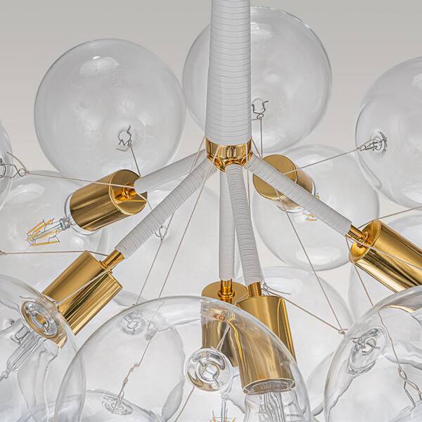 Bubble Ball Chandelier Lighting Dia 20 Inch Gold Clear Ribbed Blown Glass  Semi Flush Mount Ceiling Chandeliers Pendant Light Fixtures for Bedroom