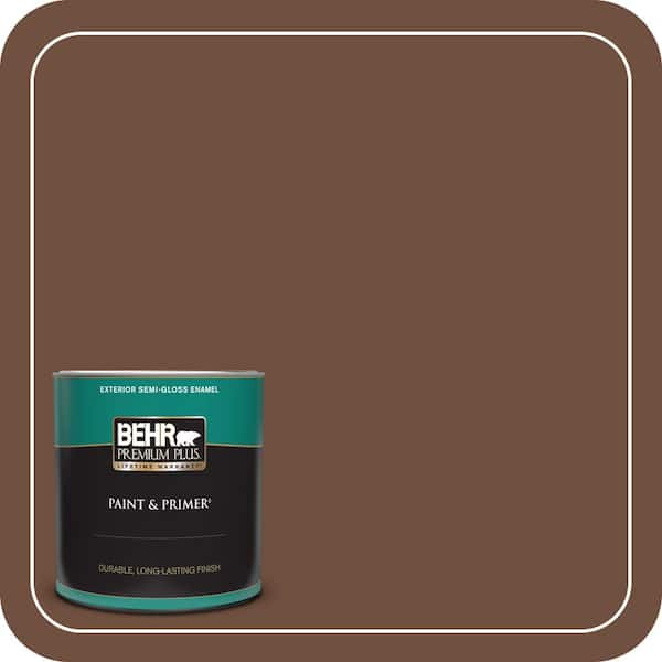 BEHR PREMIUM PLUS 1 qt. #ICC-81 Traditional Leather Semi-Gloss Enamel Exterior Paint & Primer