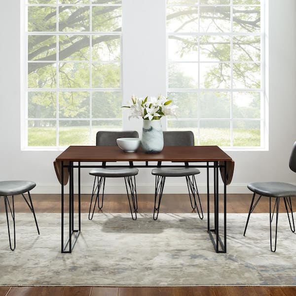 Welwick Designs 71 In Walnut Wood And, Modern Dining Room Table With Leaf