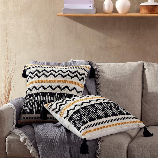 Throw Pillows, Set3 Pillows, Pillows Combo, Black and Neutral Sofa Pillow  Combination, Boho Textured Pillows, Farmhouse Pillows 