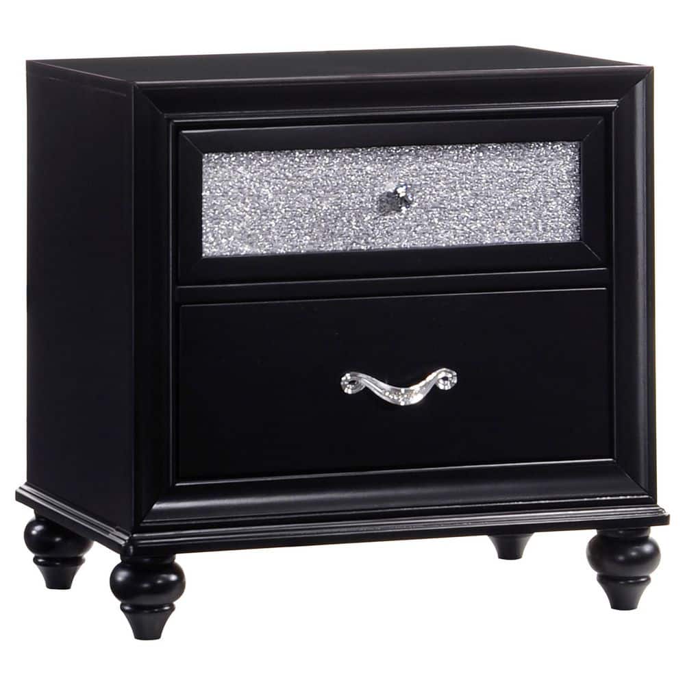 Coaster Barzini 2-Drawer Black Nightstand 200892 - The Home Depot