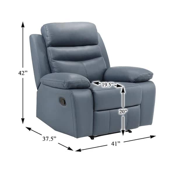 Lazzara Edelia Blue Leather Manual Recliner 9628BUE-1 - The Home Depot