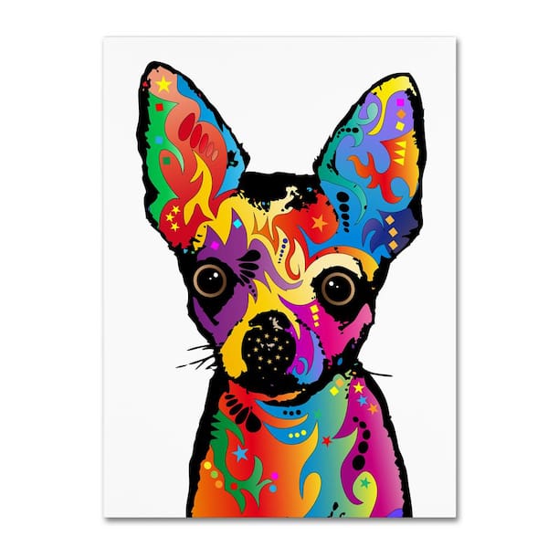 Trademark Fine Art Chihuahua Dog White by Michael Tompsett Hidden Frame Abstract Wall Art 14 in. x 19 in.