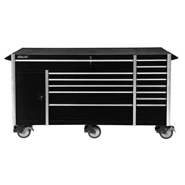 Excel 72 in. 14-Drawer Roller Cabinet Tool Chest in Black