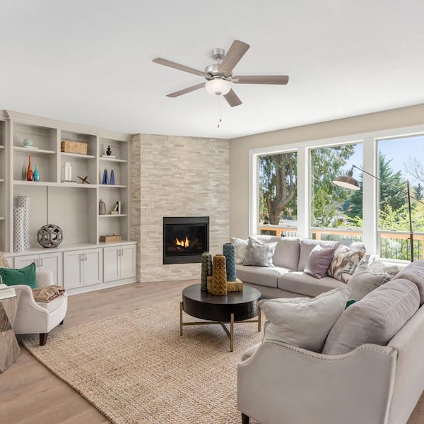 Designers Fountain - Gallant 52 in. Indoor/Covered Outdoor Brushed Nickel Standard Mount Ceiling Fan with Light Kit and Pull Chain Control