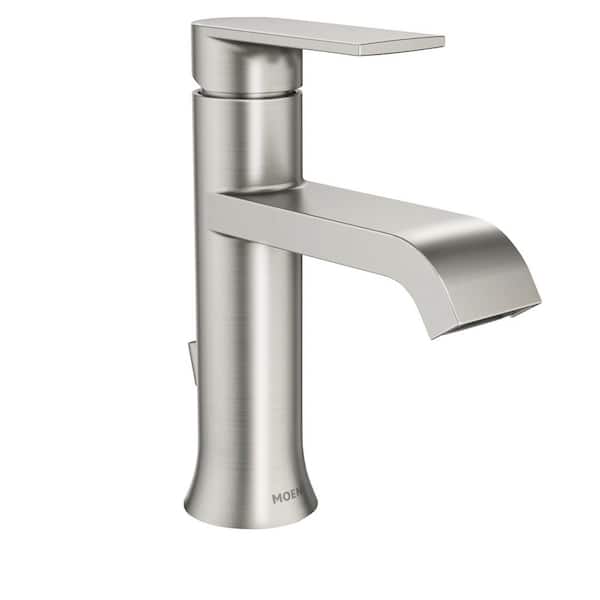 Genta Single Handle Single Hole Bathroom Faucet with Drain Kit Included in Brushed Nickel