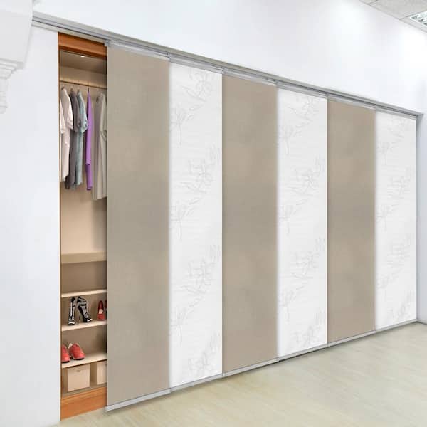 EMOH 98 in. to 130 in. W x 94 in. L Moonstone Adjustable Sliding Single Rail Track with 23.5 in. Slates Extendable