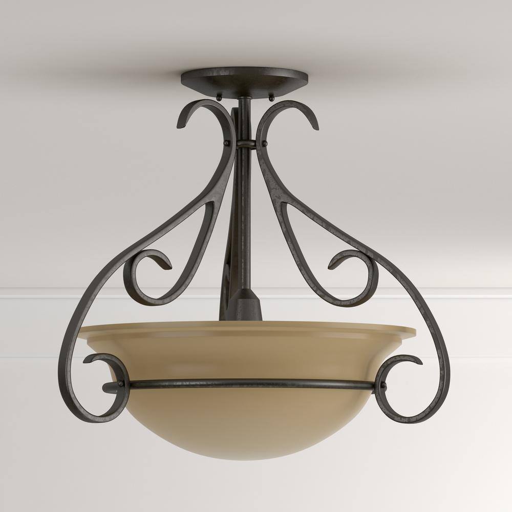 Torino 18" Bronze Semi-Flush Light with Glass Bowl