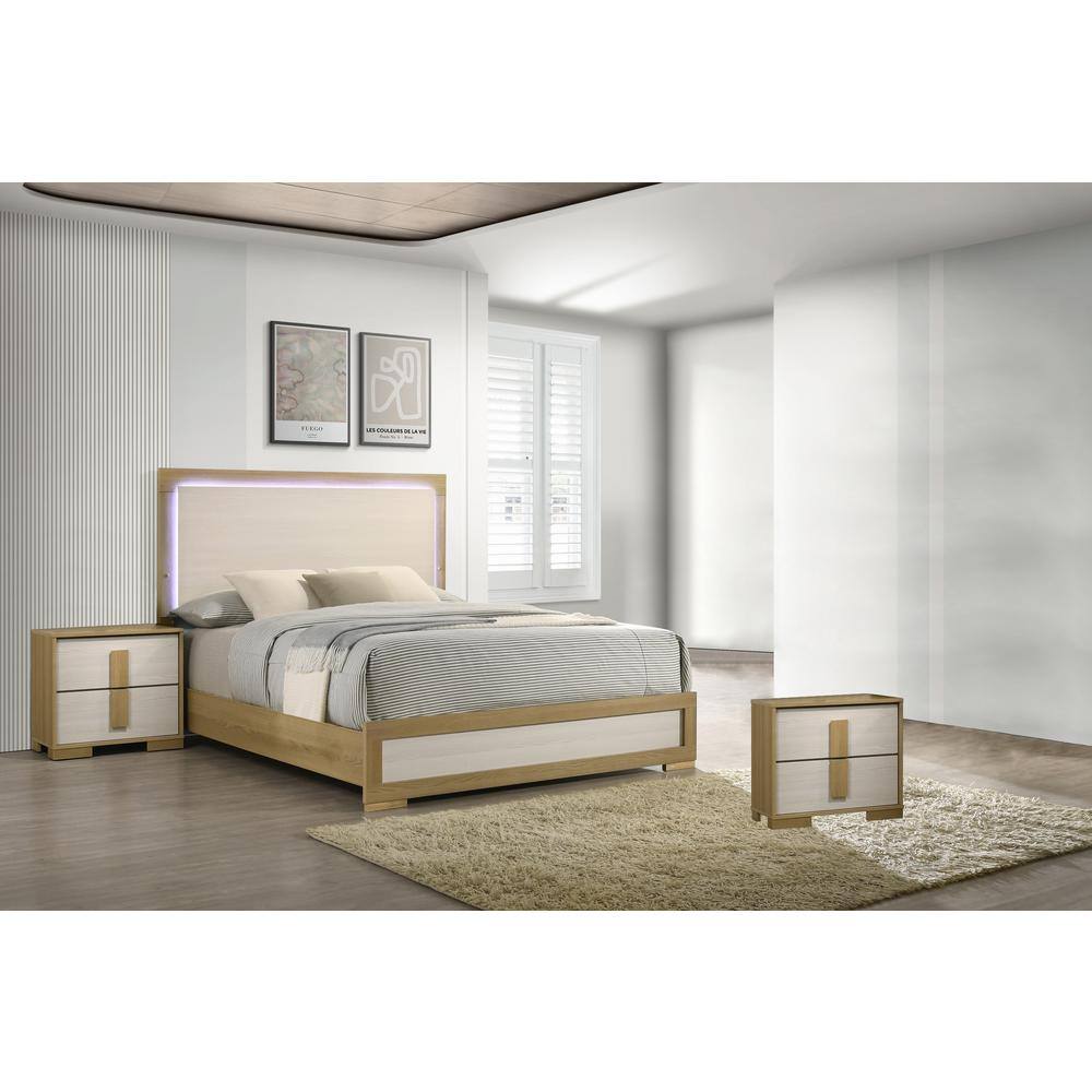 Alissa 3-Piece Natural-White Color Wood Frame Queen Panel Bedroom Set with 2-Nightstands price history on PriceWatchPro