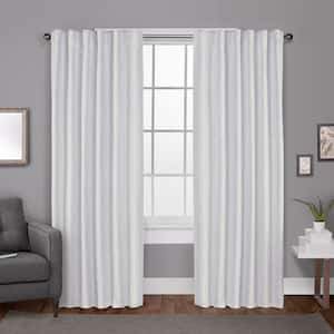 Zeus Winter White Woven Solid 52 in. W x 84 in. L Noise Cancelling Thermal Back Tab Blackout Curtain (Set of 2)