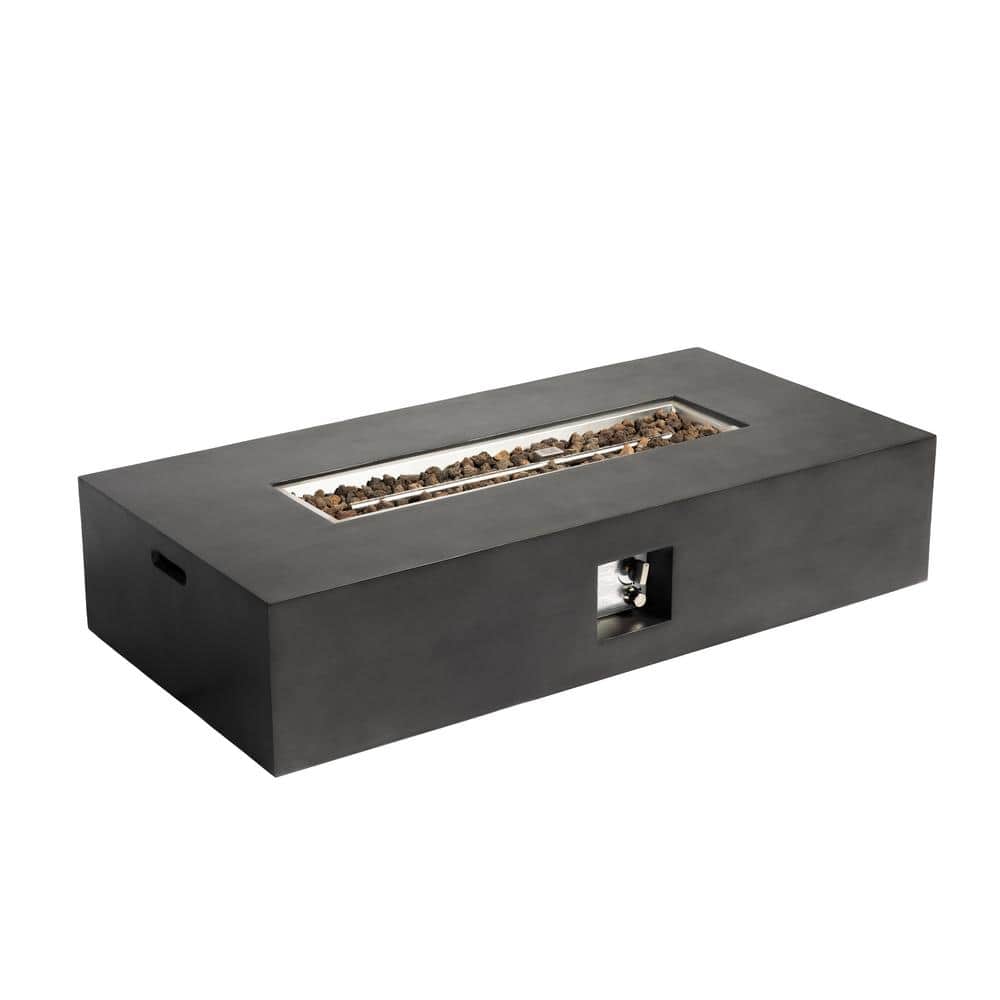 56 in. Propane Round Fire Pit Table, Stone 50000 BTU Gas Firepits with Lava