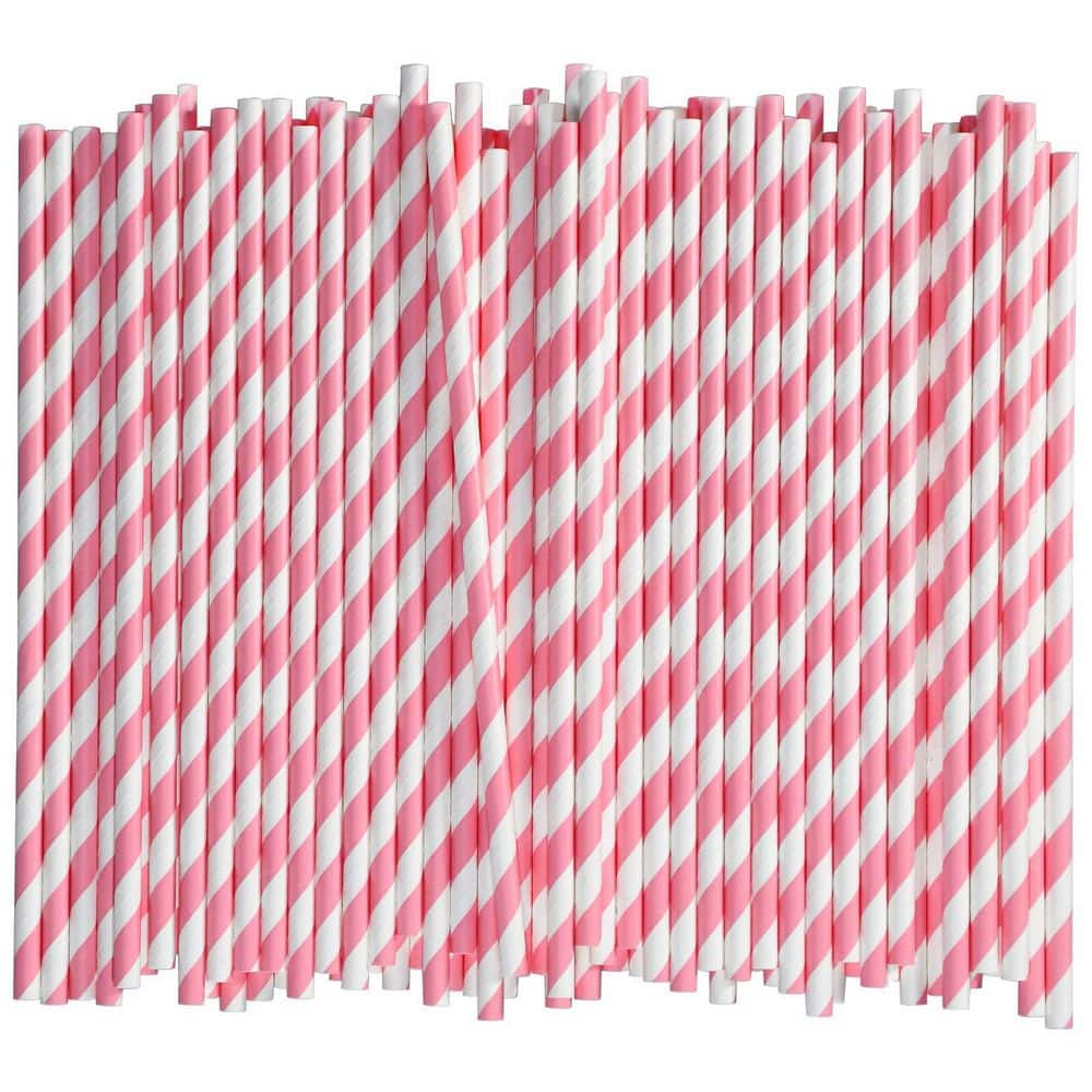"1000-Piece 7.75"" x 0.24"" Paper Straws, Disposable Drinking Straws Bulk for Cocktail, Bars, Restaurants, Pink" price history on PriceWatchPro