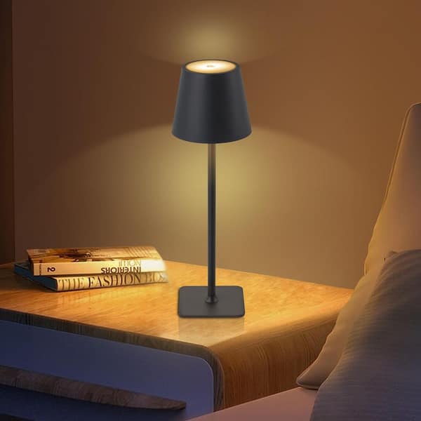 4-Pack 14 in. Matte Black LED Cordless Table Lamp, 3CCT Dimmable Portable Desk Lamps