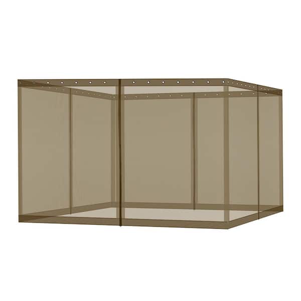 12 ft. x 16 ft. Universal Replacement Mosquito Netting for Patio Gazebos with Zippers (Mosquito Net Only)-Brown