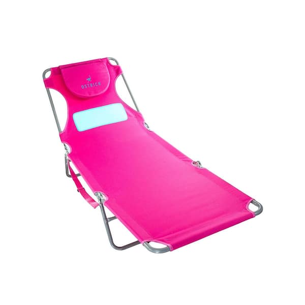 Ostrich Pink Comfort Lounger Face Down Sunbathing Chaise Lounge Beach Chair