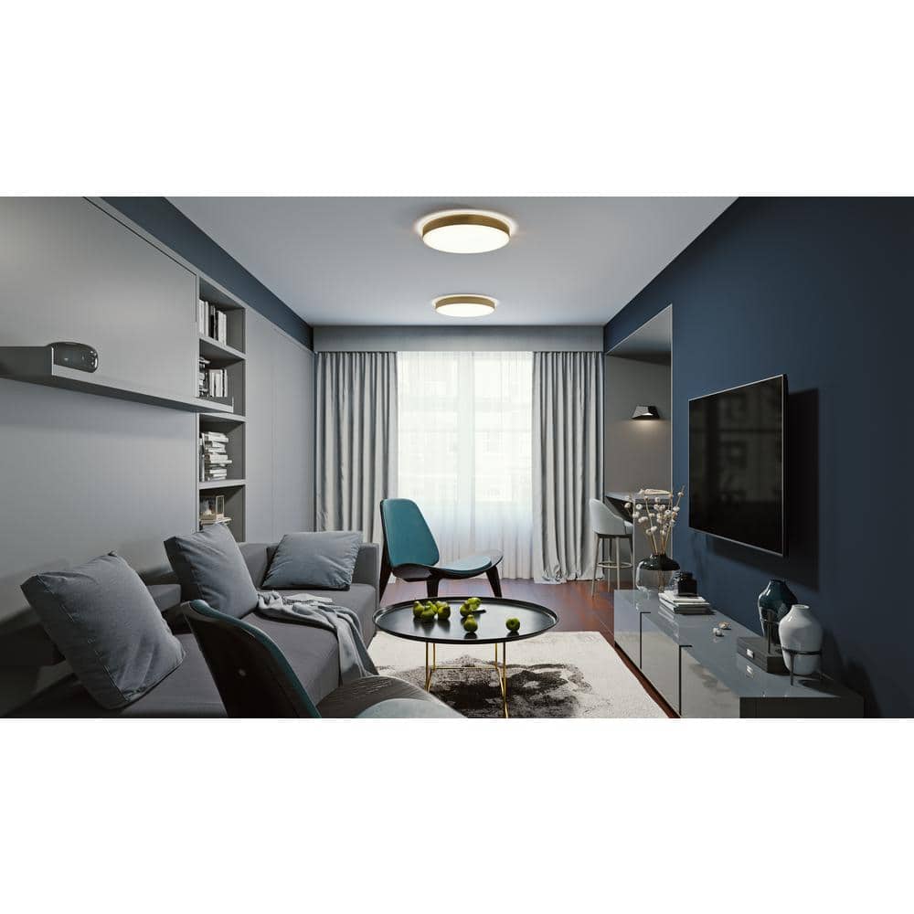 Satin Brass 19" Round LED Flush Mount Ceiling Light