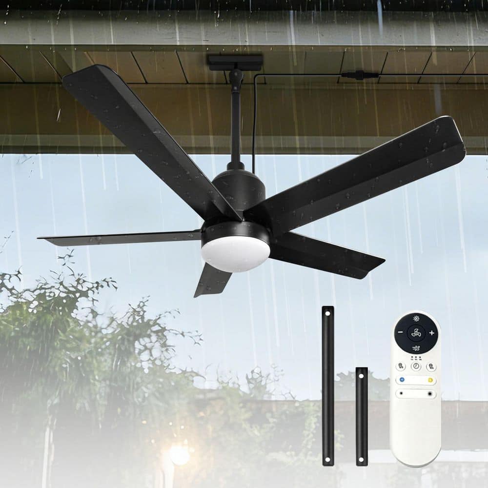 42 in. Indoor/Outdoor Black Waterproof Ceiling Fans with Lights, 5 Blade Donwroad Mount Standard Ceiling Fan for Patio price history on PriceWatchPro