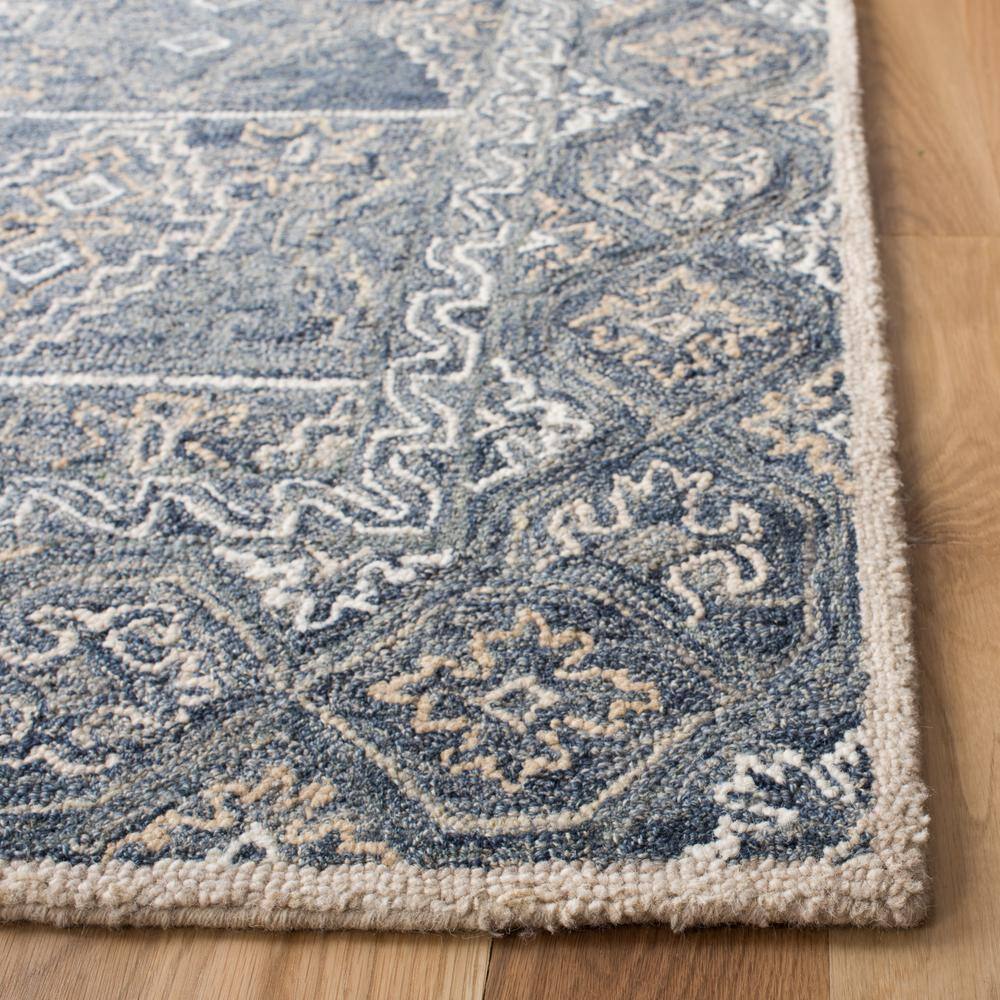 Handmade Blue Floral Tufted Wool 8' x 10' Area Rug