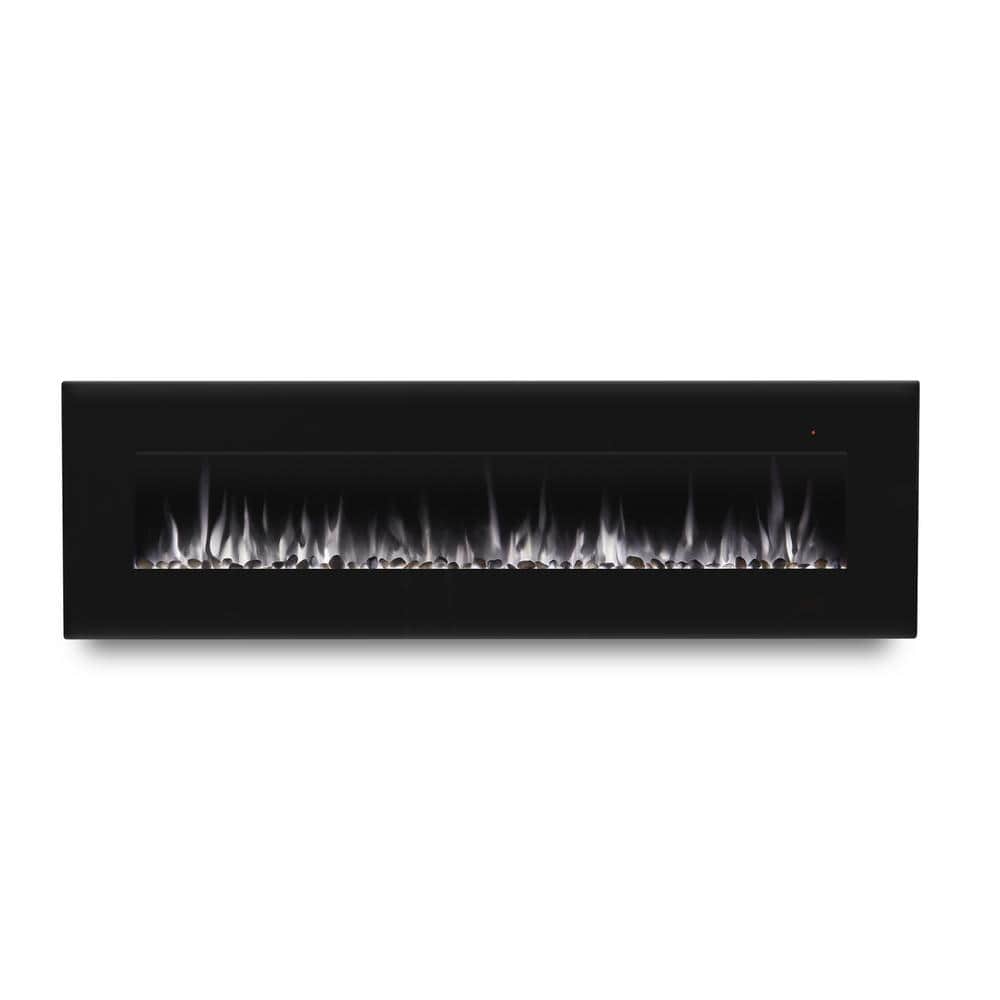 Corretto 72" Black Wall Mounted Electric Fireplace with Mantel