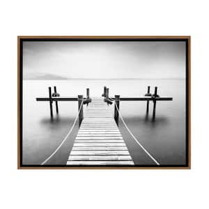 Lake Pier Framed Canvas Wall Art - 32 in. x 24 in. Size, by Kelly Merkur 1-piece Natural Frame