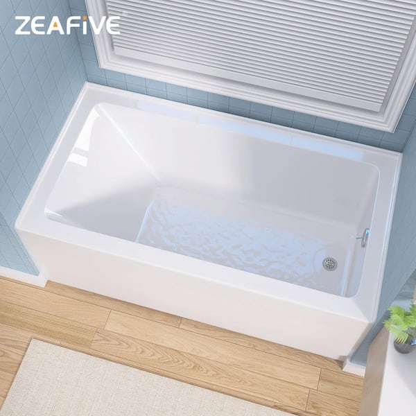 Vub 60 in. x 30 in. Alcove Soaking Bathtub with Right Drain Hole Rectangular Apron Skirt Acrylic Tub in White