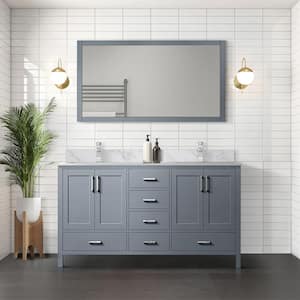Jacques 60 in. W x 22 in. D Dark Grey Double Bath Vanity and Carrara Marble Top