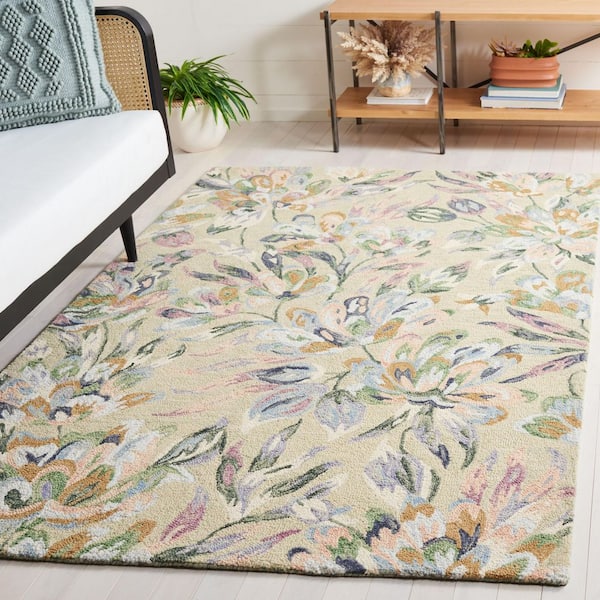 Jardin 2 ft. x 3 ft. Beige/Blue Floral Abstract Contemporary Area Rug