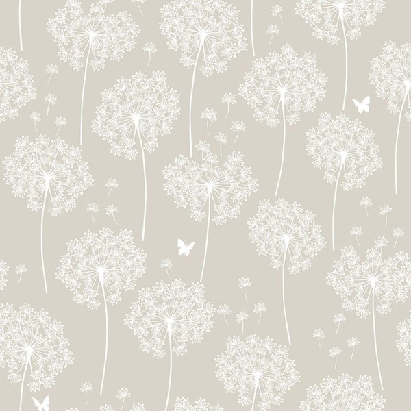 NuWallpaper Dandelion Grey Neutral Wallpaper Sample