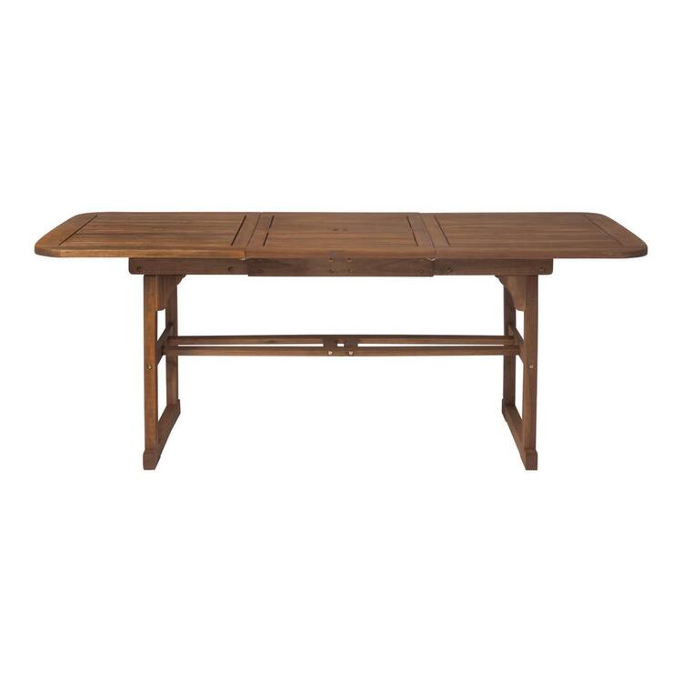 Walker Edison Furniture Company Boardwalk Dark Brown Acacia Wood Extendable Outdoor Dining Table