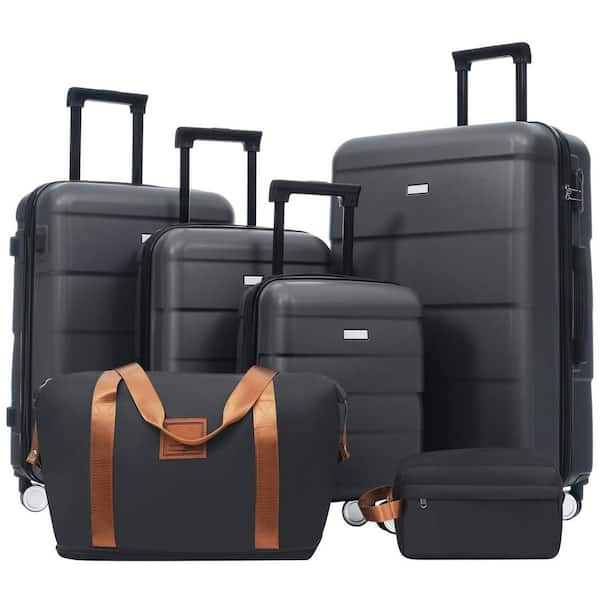LIVACA 6-Piece Charcoal ABS Plastic Hardside Spinner Luggage Set