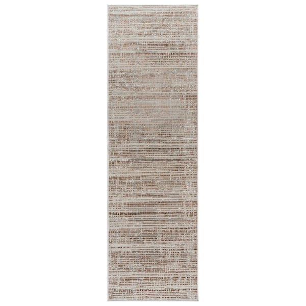 Gertmenian Missha Marris Beige 2 ft. x 8 ft. Abstract High-Low Indoor Runner Rug
