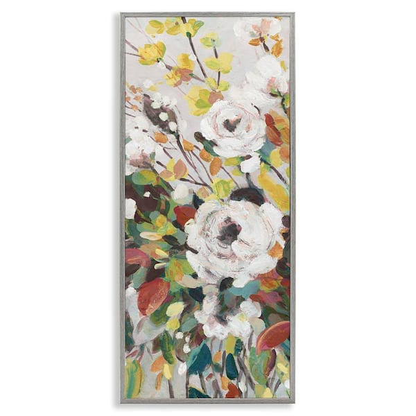 Stupell Industries Mixed Flowers Array by Carol Robinson Gray Framed Nature Giclee Art Print 24 in. x 10 in.