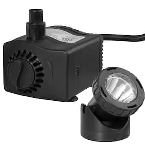 .03 hp HP or 400 GPH Low Water Shut-Off Fountain Pump with LED Light