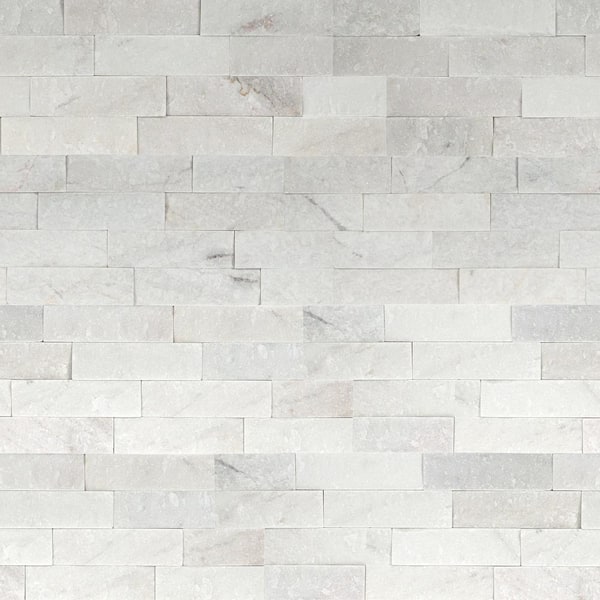 Cosmic White Ledger Panel 6 in. x 24 in. Natural Marble Wall Tile (10 Cases/60 sq. ft./Pallet)