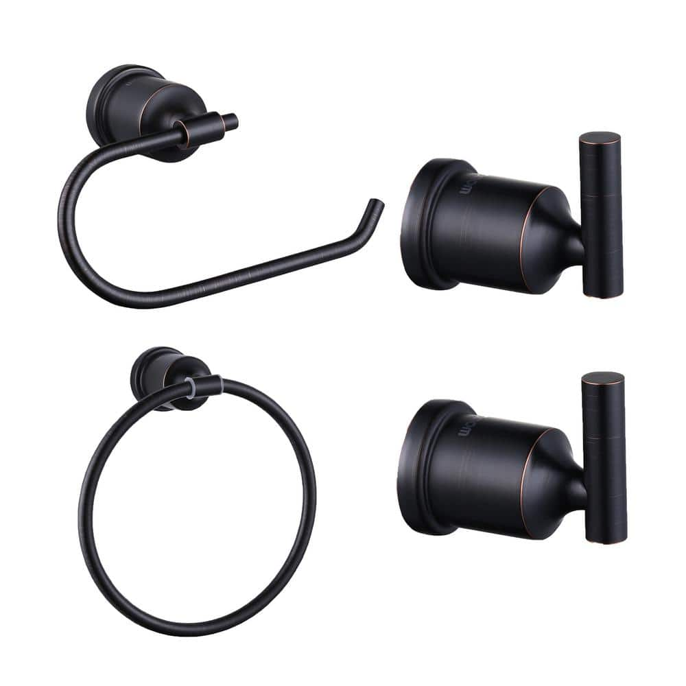 Wowow Oil Rubbed Bronze 4 Piece Bath Hardware Set With Mounting